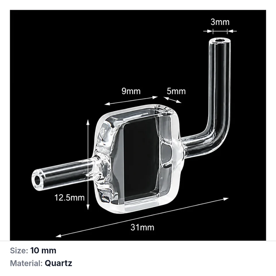 MQQFC139 quartz flow cell with one straight and one upward-bent tube