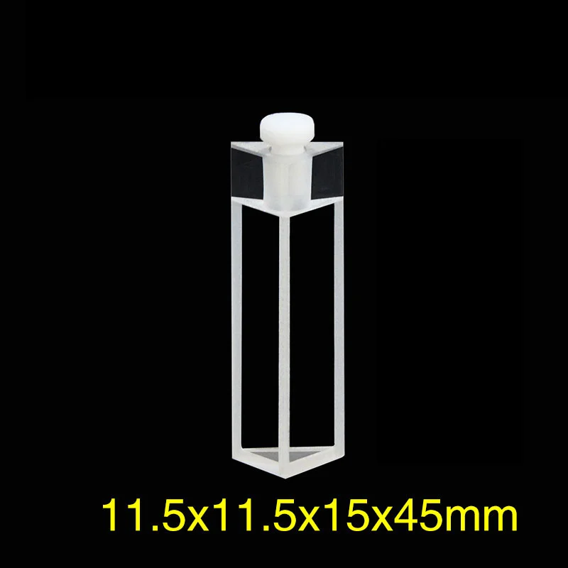 C033SS triangular quartz cuvette with PTFE stopper and three transmitting faces
